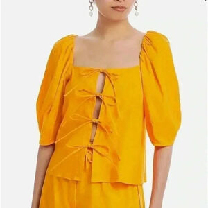 CULT GAIA  
Womens Tie-Front Puff Sleeve Blouse Size M